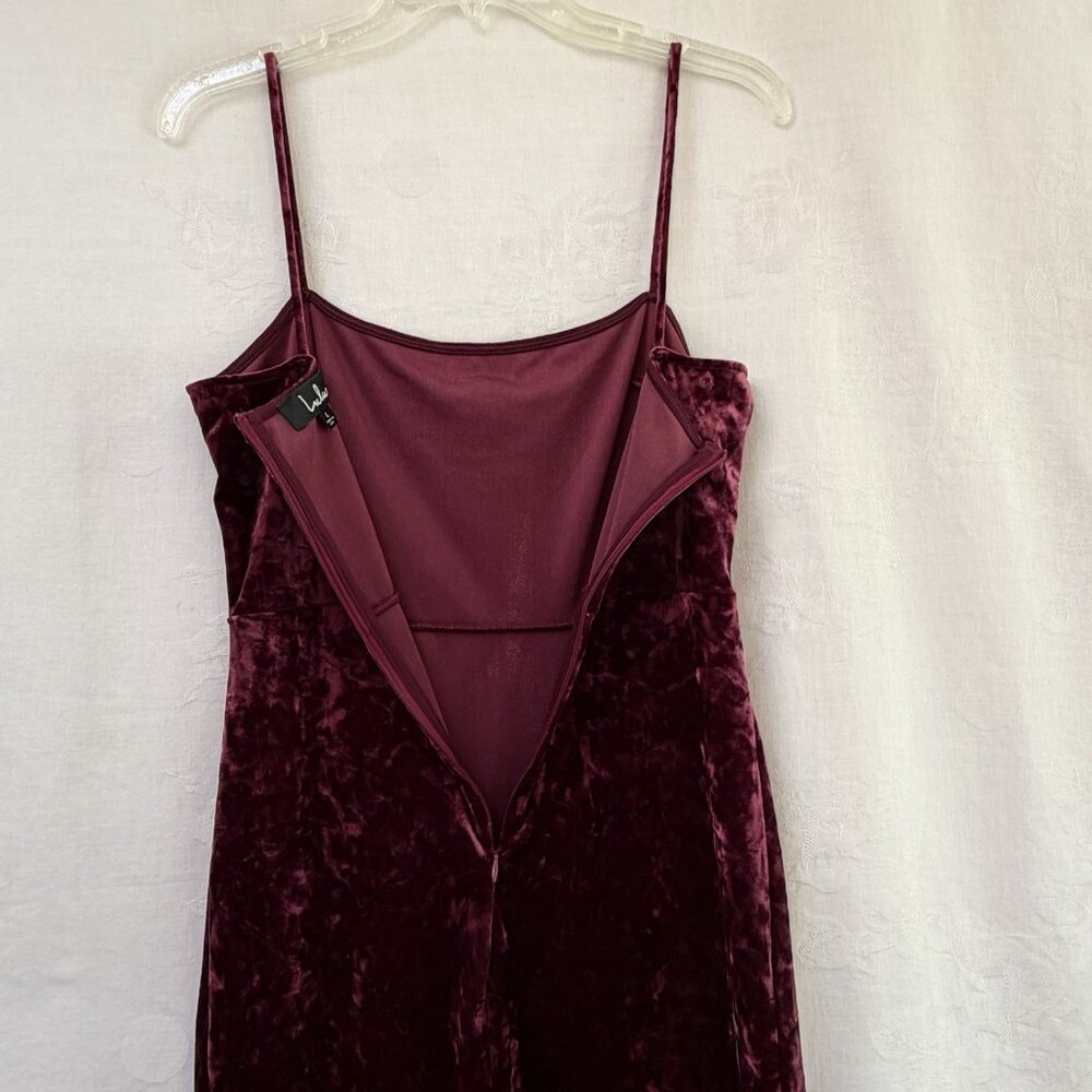 Lulus Red Velvet Spaghetti Strap Midi Dress Womens Large Body on Party Cocktaill - Picture 5 of 11